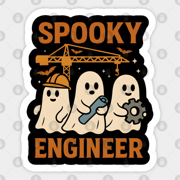 Spooky Engineer Ghosts Halloween Graphic | Retro STEM Artwork Sticker by MakerMind8.2